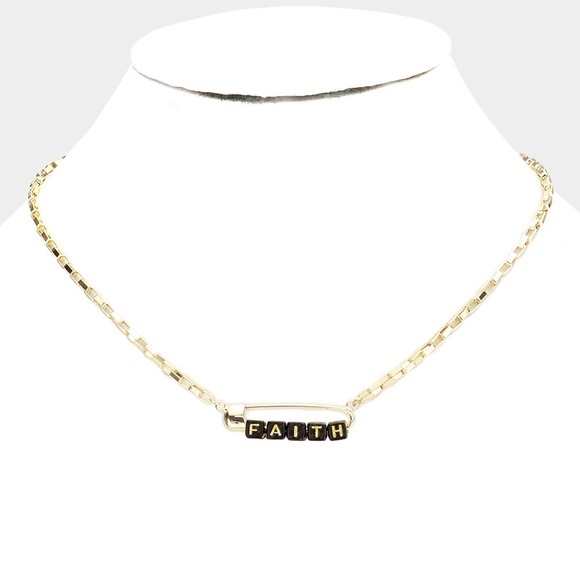 Faith safety pin necklace - Picture 2 of 3